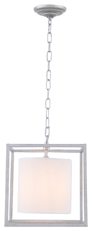 Vintage Silver Finish And White Shade 1-Light Pendant