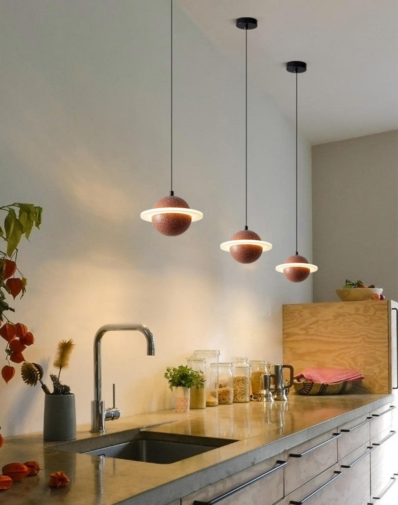 MIRODEMIÂ® Pierrefeu | Planet Saturn LED Industrial Decor Lighting, Red
