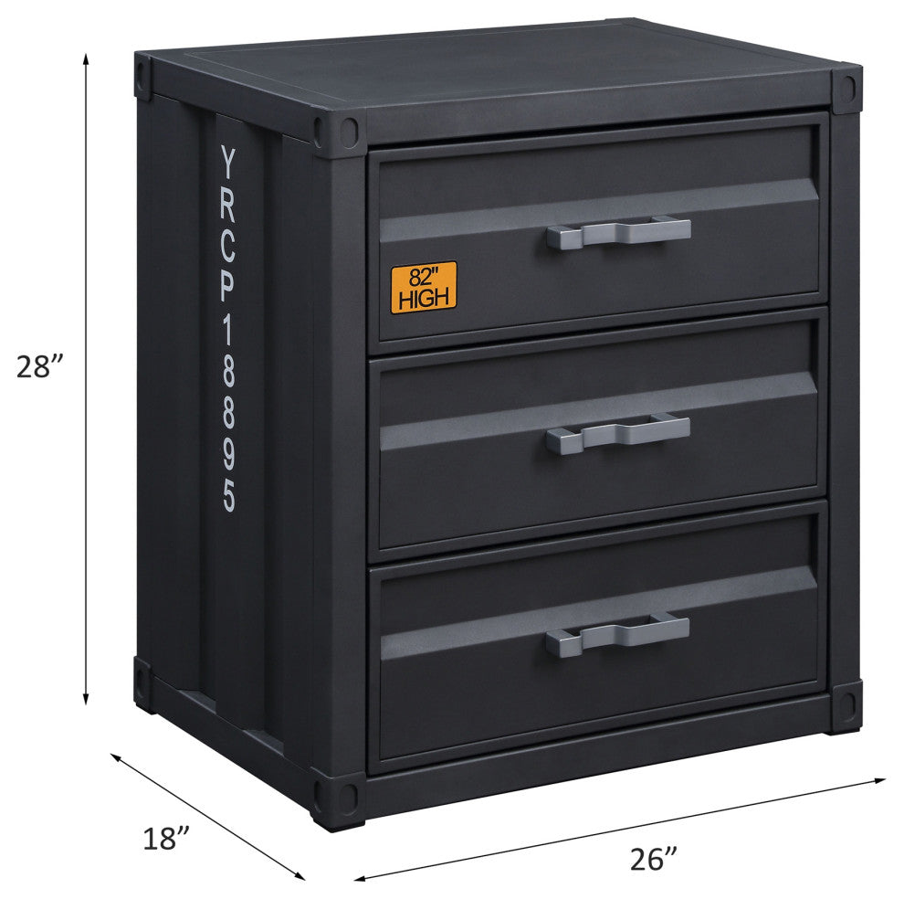 ACME Cargo 3-Drawer Chest, Gunmetal Finish