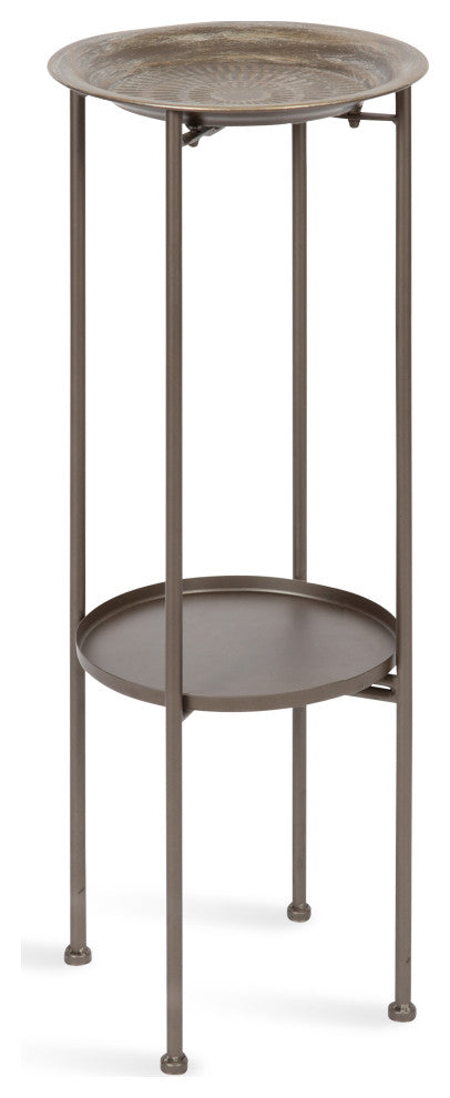 Mahdavi Plant Stand Table, Pewter, 12x12x27