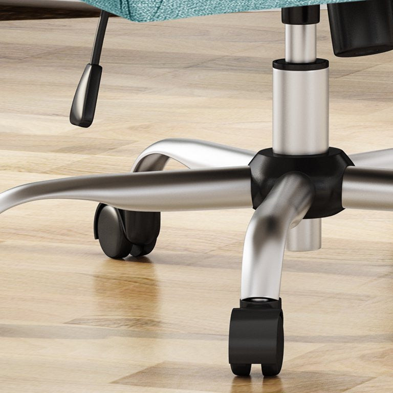 Contemporary Office Chair, Swiveling Design With Plush Seat & Sloped Arms, Blue