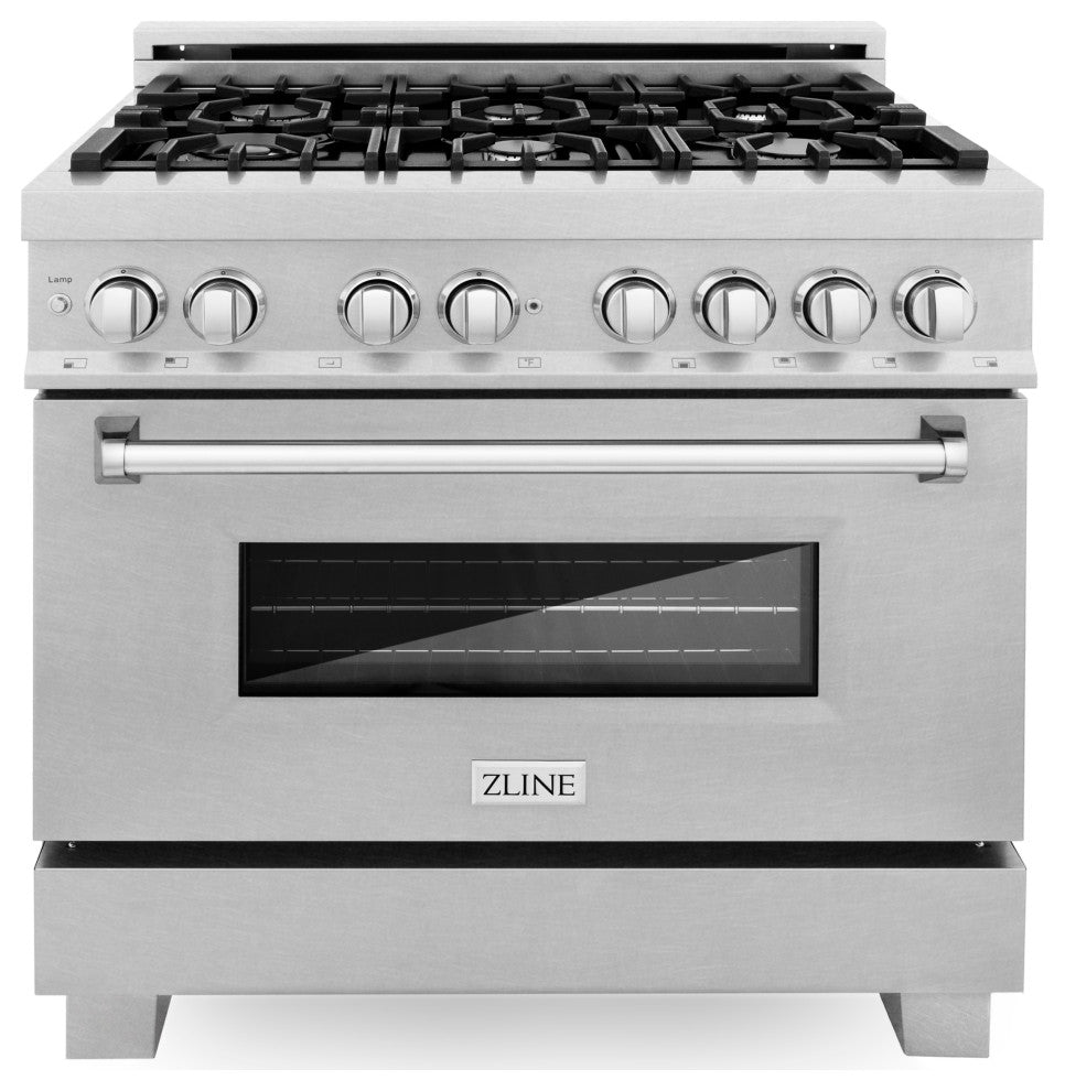 ZLINE 36" Dual Fuel Range With Griddle, Fingerprint Resistant Stainless Steel