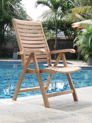 9-Piece Outdoor Teak Dining Set: 83" Rectangle Table, 8 Ashley Folding Arm Chair