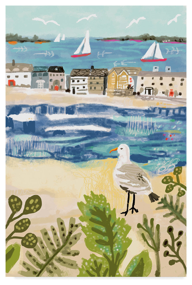 Karen Fields 'Birds In Beach Town' Canvas Art, 47"x30"