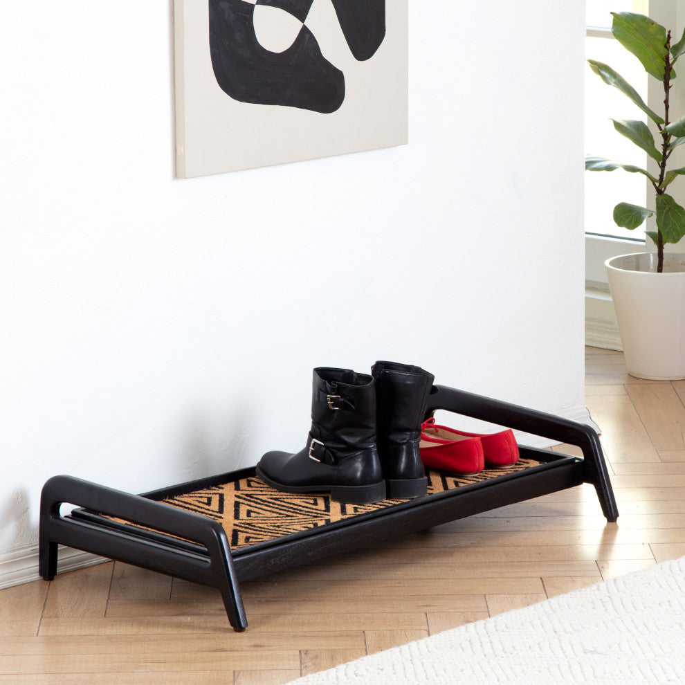 Single-Tier Black Stand With 3-Pair Rubber Boot Tray Ibadan