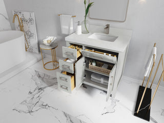 Cambridge 36" Right Offset Bath Vanity in Coventry Gray 2" Piatra Gray