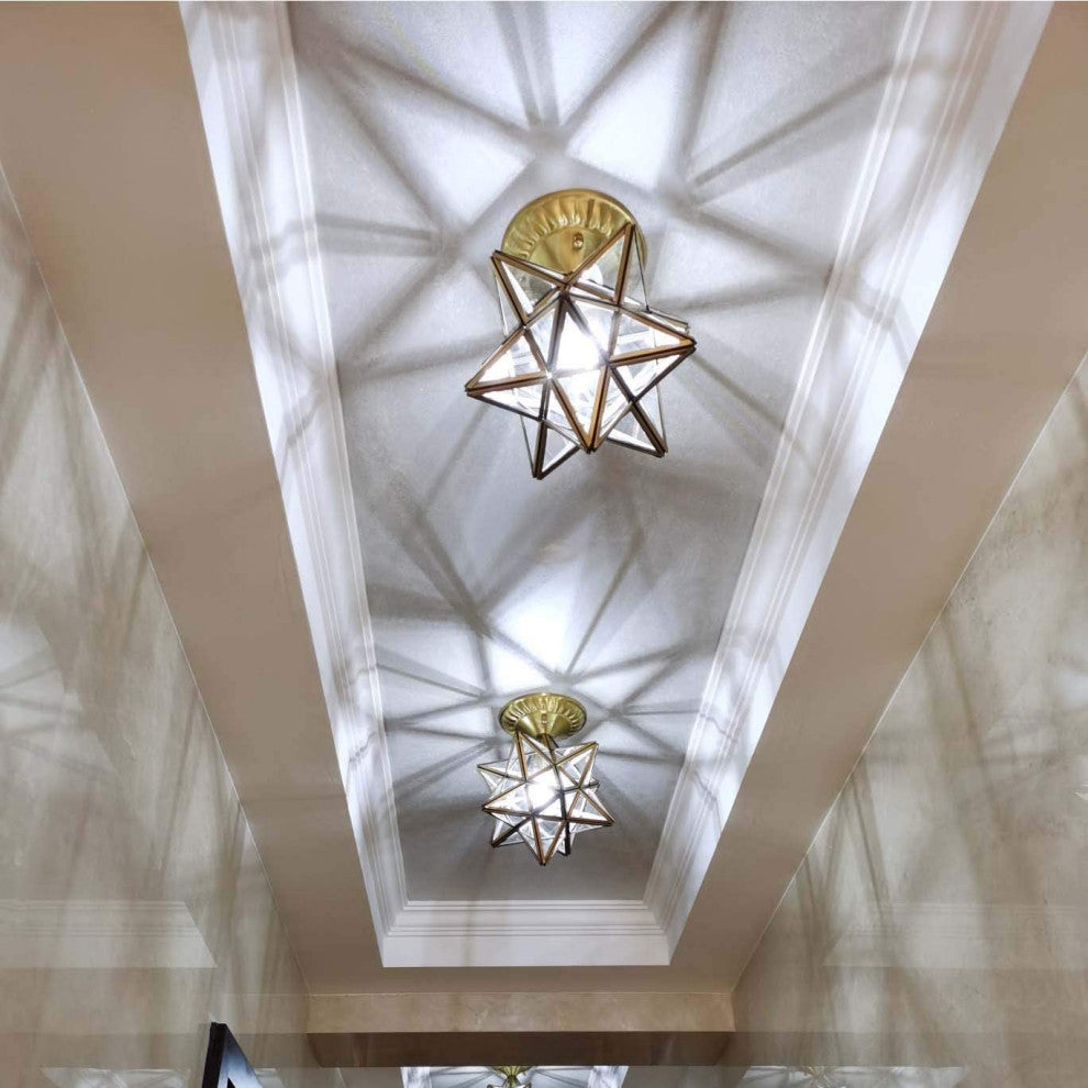 Moravian Star Ceiling Light Boho Semi Flush Mount Ceiling Fixture
