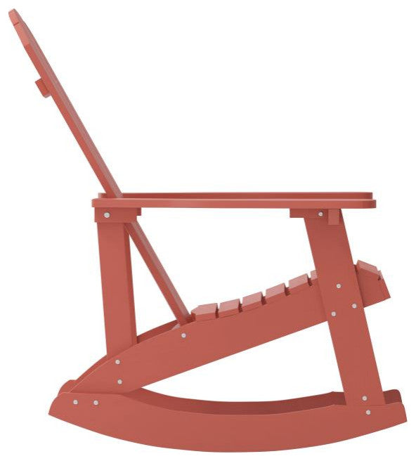 Savannah All-Weather Poly Resin Wood Adirondack Rocking Chair- Set of 2, Red