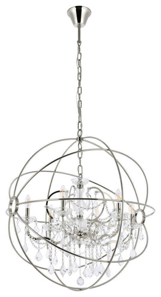 Elegant Lighting 1130D32/RC Geneva 6 Light 32"W Crystal - Dark Bronze