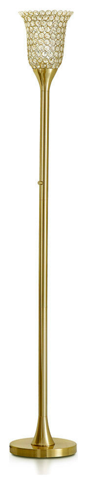 Belle 72"H Crystals Shade Torchiere Floor Lamp, LED Dimmable, bulb included, Ant