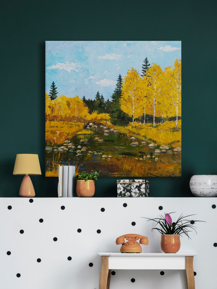 "Take the Scenic Route" Painting Print on Wrapped Canvas, 12x12