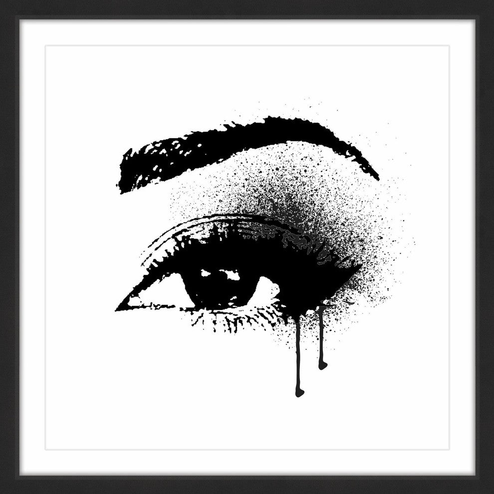 Marmont Hill, "Black Drip Eye" by Amanda Greenwood Framed Painting Print, 18x18