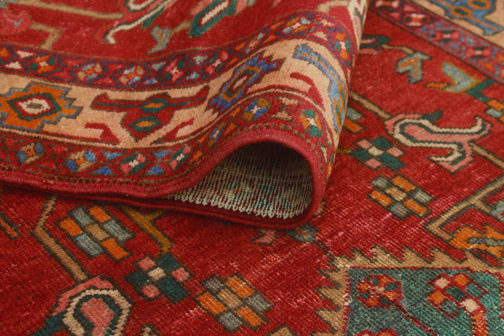 Fine Vintage Distressed Raedburn Red/Beige Runner, 3'8x13'10