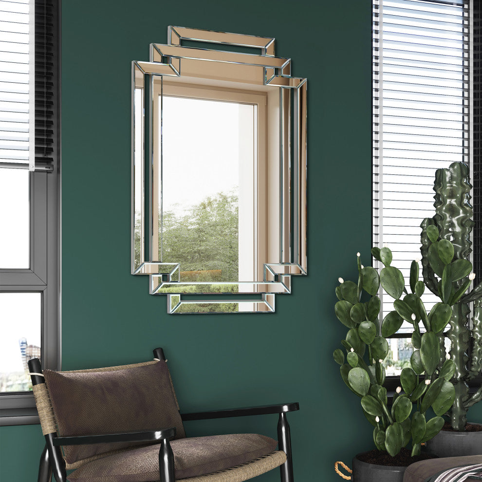 Crosspath Beveled Framed Wall Mirror
