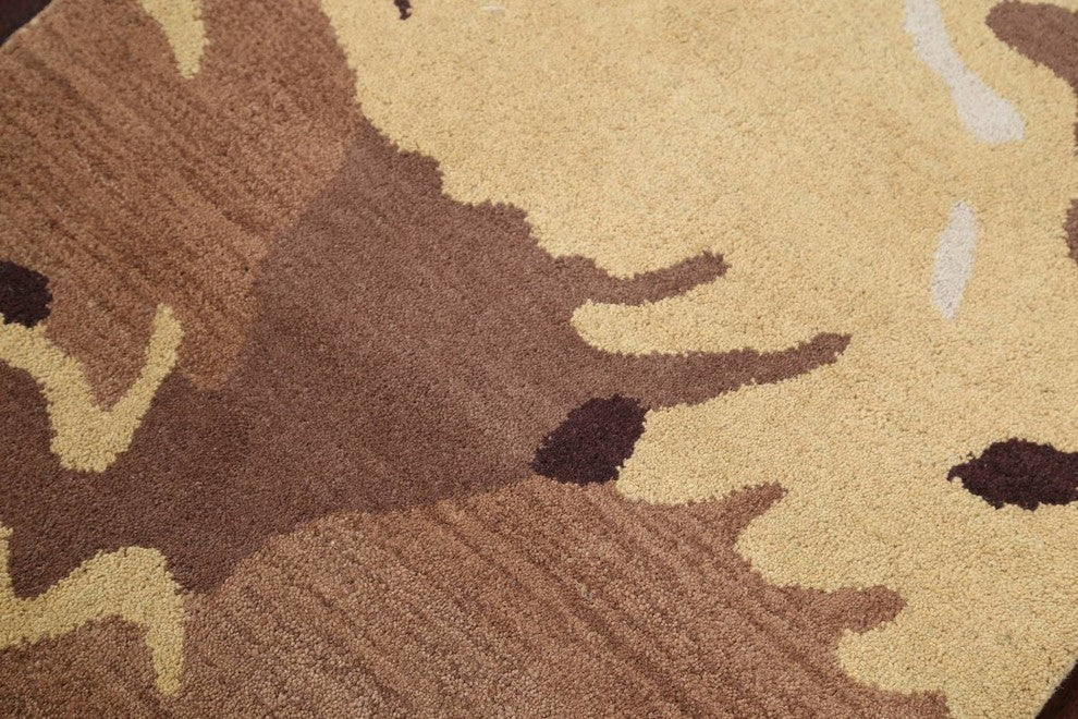 Hand-tufted Agra Oushak Oriental Area Rug, Camouflage, Runner 10'