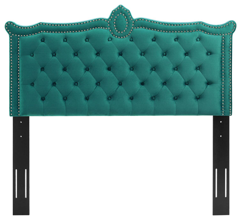 Louisa Tufted Performance Velvet Twin Headboard, Teal