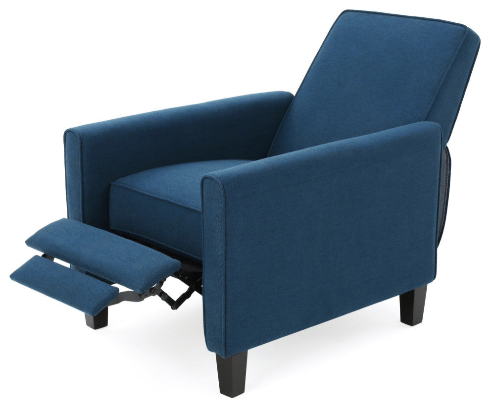 Susan Fabric Recliner, Set of 2, Navy Blue and Dark Brown