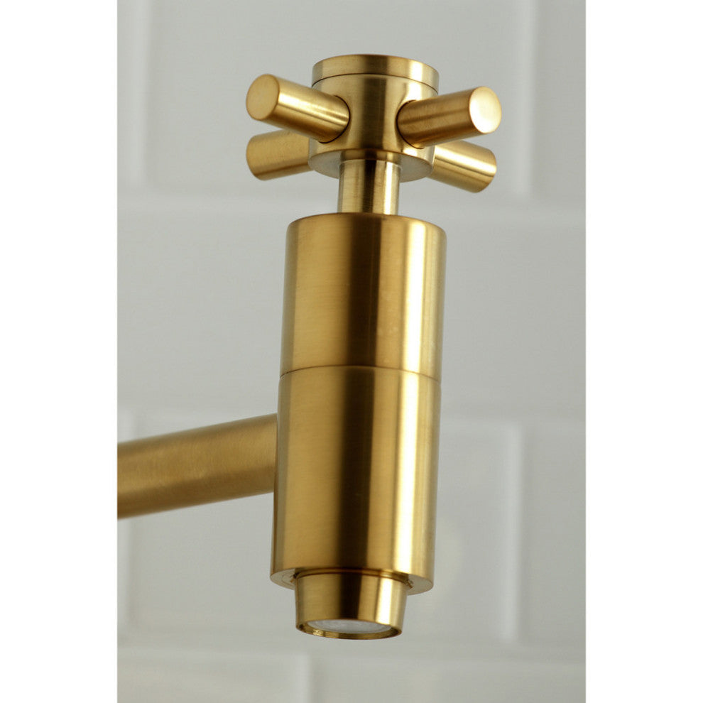 Kingston Brass Wall Mount Pot Filler Kitchen Faucet, Brushed Brass