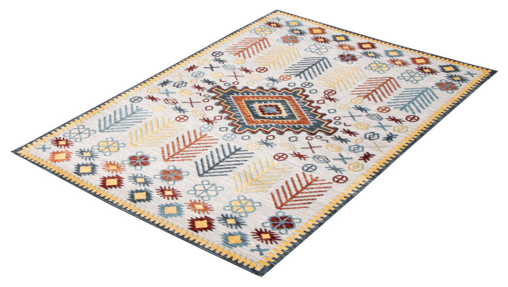 Aqua Gypsy Area Rug, Gray, 5'x7'