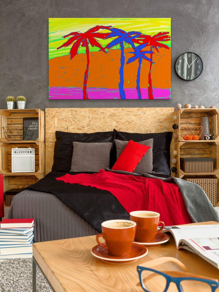 Marmont Hill, "California Palms 3" by Arthur Pina Print on Wrapped Canvas, 18x12
