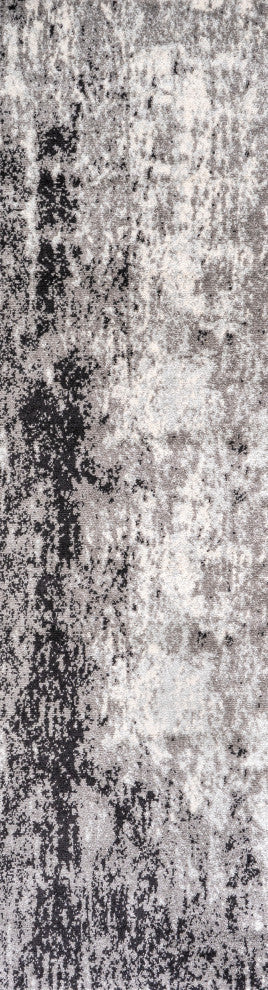 Storm Modern Abstract Area Rug, Gray/Cream, 2 X 8