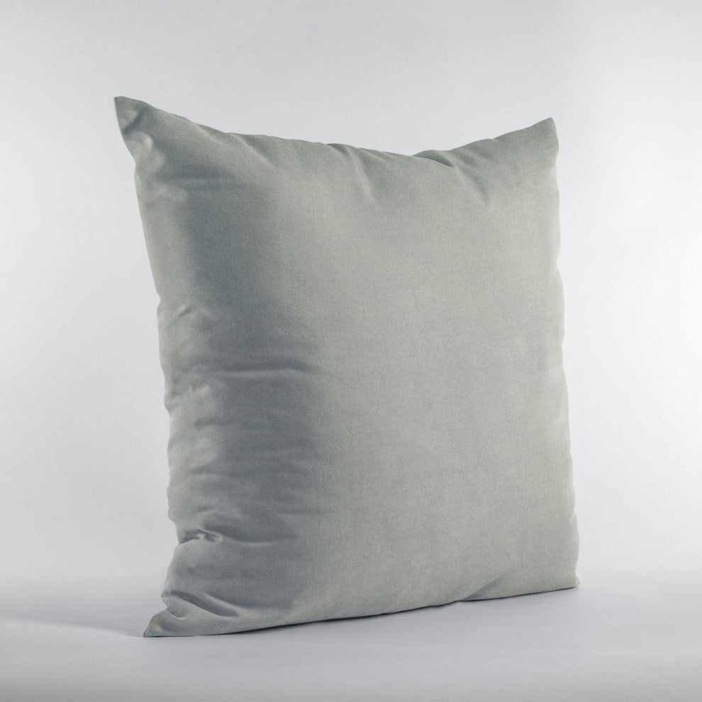 Grey Solid Shiny Velvet Luxury Throw Pillow, Double sided 22"x22"