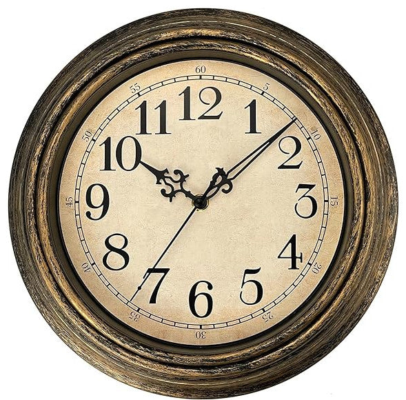 Small Retro Wall Clock, 10" Non Ticking Classic Silent Vintage Wall Clocks