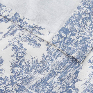 Victoria Park Toile Panel Pair Curtains With Tiebacks, Blue, 68"x63"