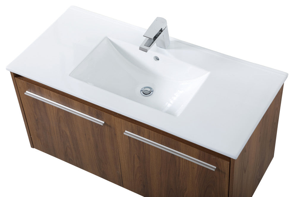 Tara Single Bathroom Floating Vanity, Walnut Brown, 40"