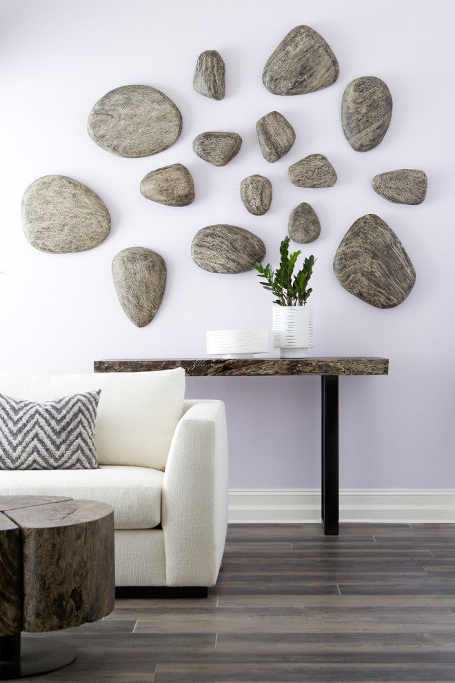 Clover Coffee Table, Chamcha Wood, Gray Stone
