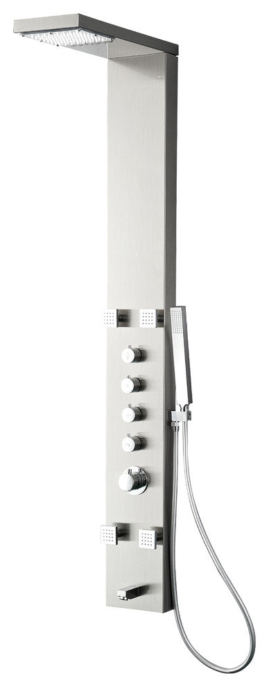 Fresca Verona Stainless Steel, Brushed Silver Thermostatic Shower Massage Panel