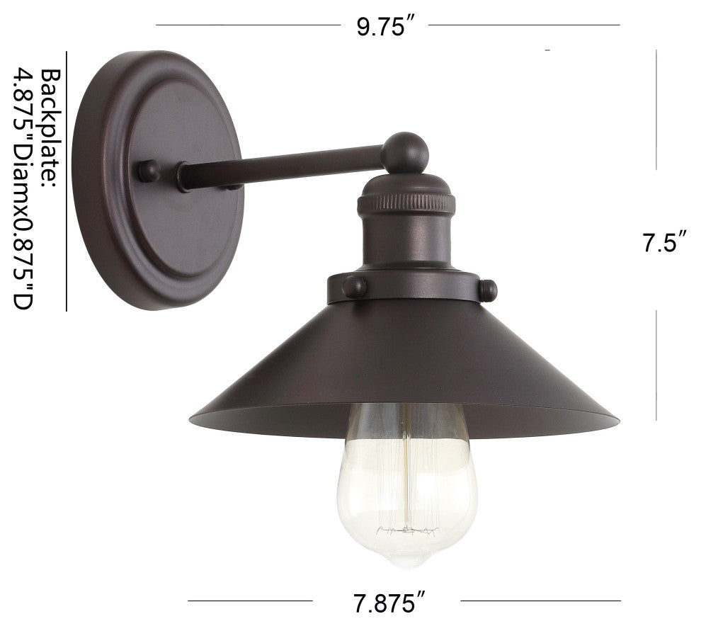 June Metal Shade Sconce, Oil Rubbed Bronze, 1-Light