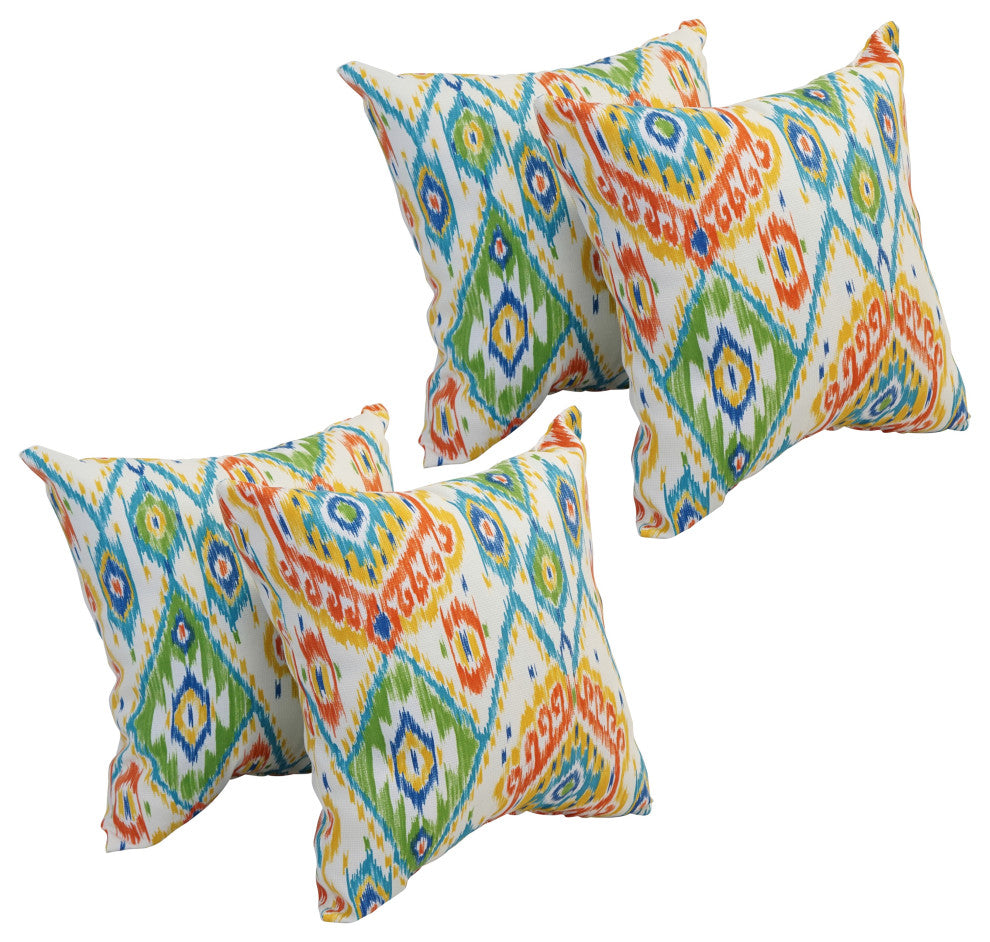 17" Square Polyester Outdoor Throw Pillows, Set of 4, Losani Fiesta