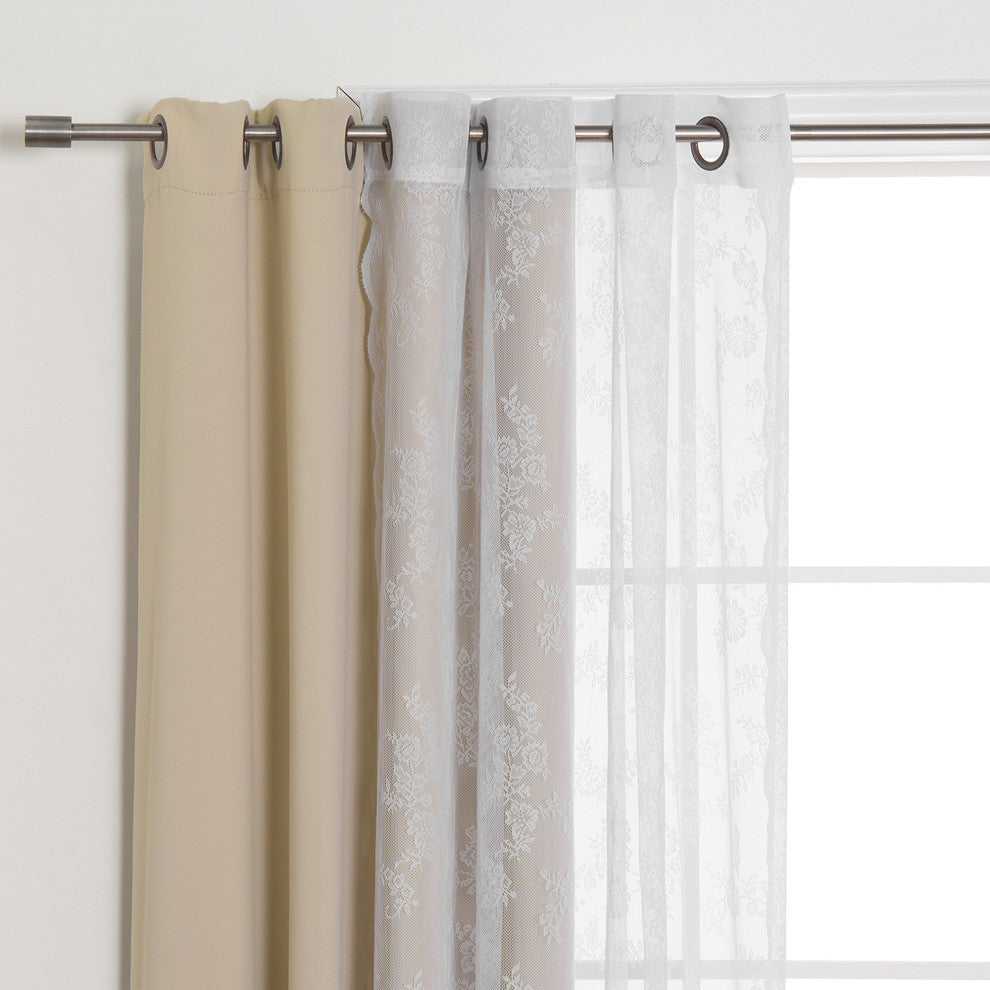 Rose Sheers and Blackout Curtains, Beige, 52"x96"