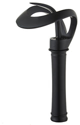 Elegant Waterfall Bathroom Faucet, Single Handle, Solid Brass, Black, Long
