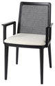 Clara Cream Fabric Seat And Cane Back With Black Solid Wood Frame Dining Chair