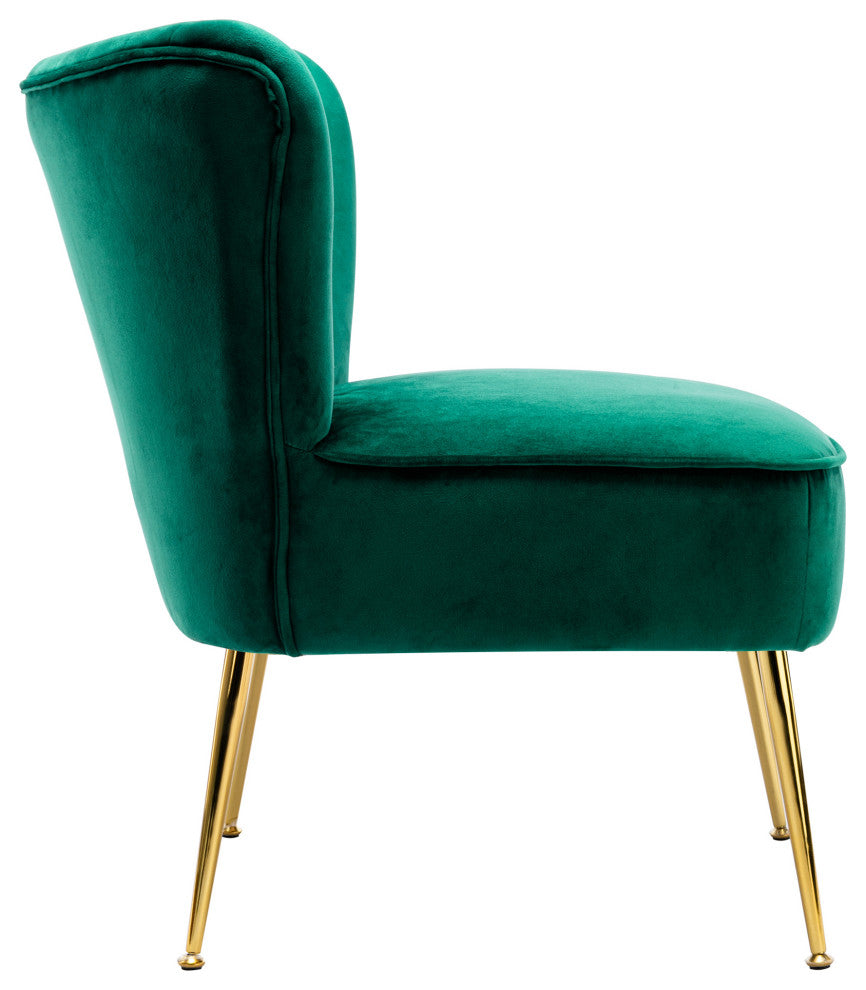 WestinTrends 25" Tufted Velvet Accent Chair for Living Dining Room, Bedroom, Den, Green