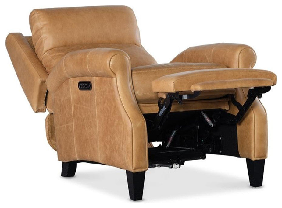 Hooker Furniture Hurley Leather Power Recliner with Power Headrest in Brown