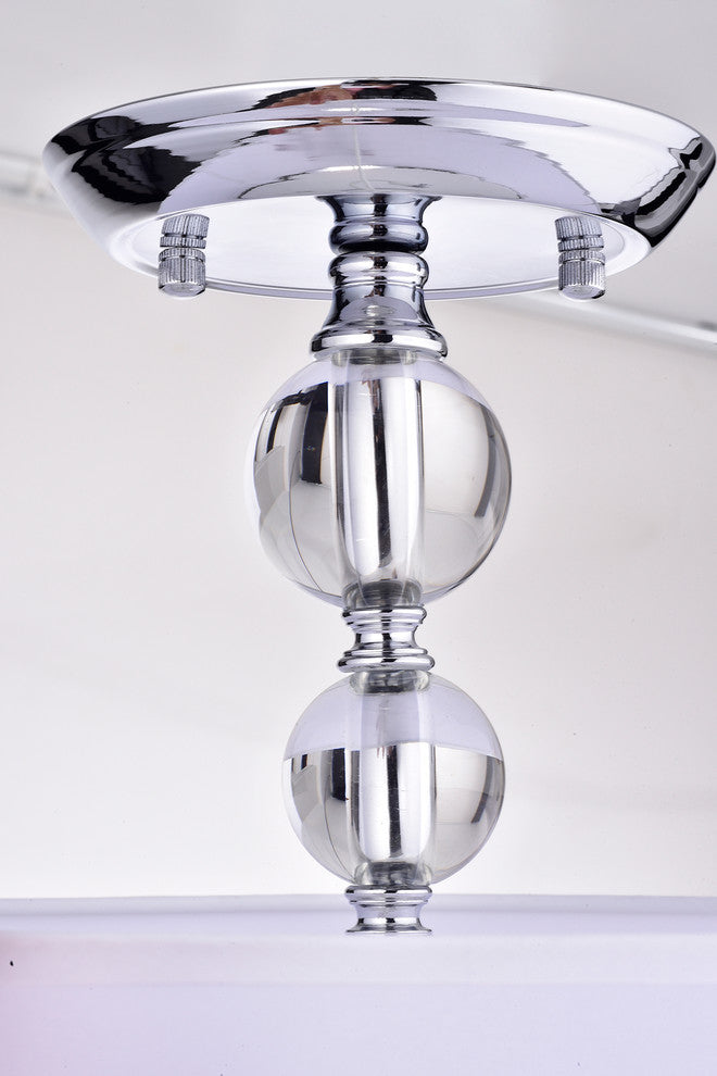3-Light Decorated White Drum Semi Flush Mount Chrome Fixture Coastal Lighting