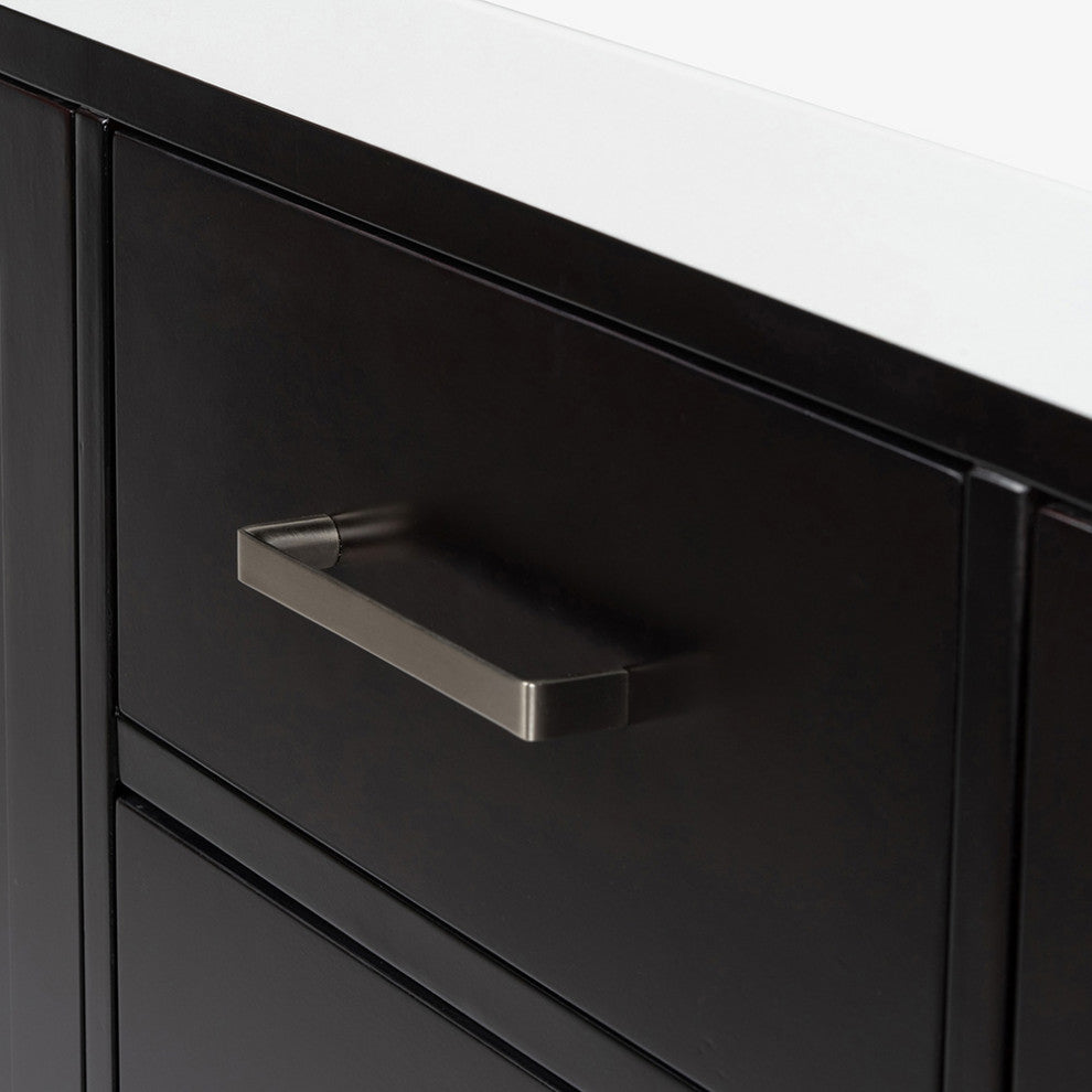 ARIEL Cambridge 73" Double Rectangle Sink Espresso Vanity Quartz Top, No Mirror