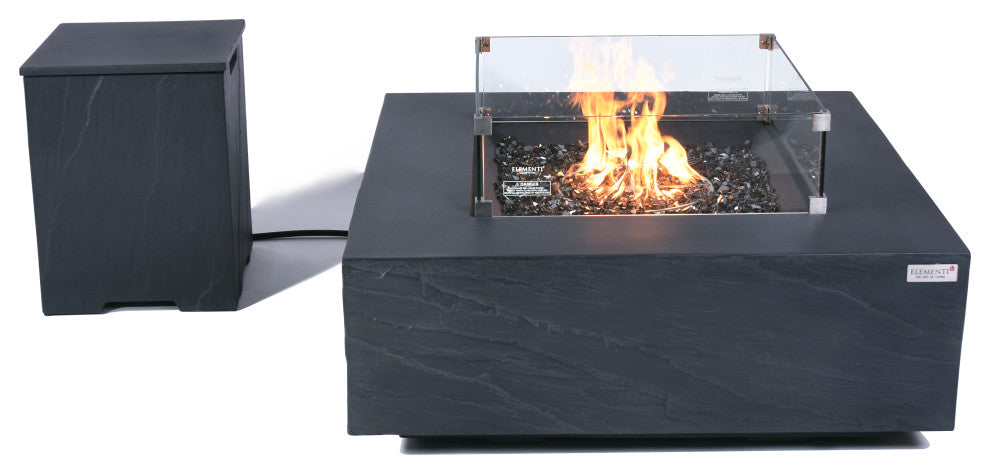 Roraima Square Slate Black Concrete 40" Natural Gas Fire Table