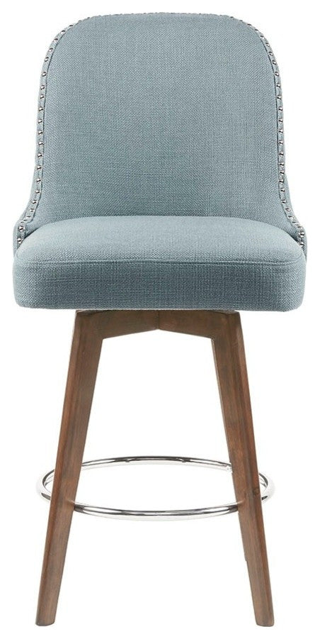 Madison Park Armless Swivel Counter Stool Square Height Bar Stool, Blue