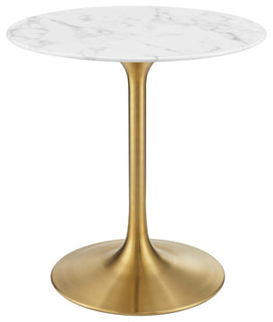 Lippa 28" Round Dining Table, Gold White