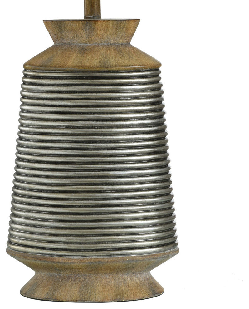 Haver Hill Table Lamp Brushed Brown and Gold Polyresin Body Oatmeal Shade