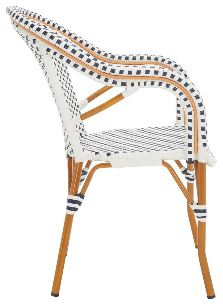 Safavieh Outdoor California Armchair, White/Navy