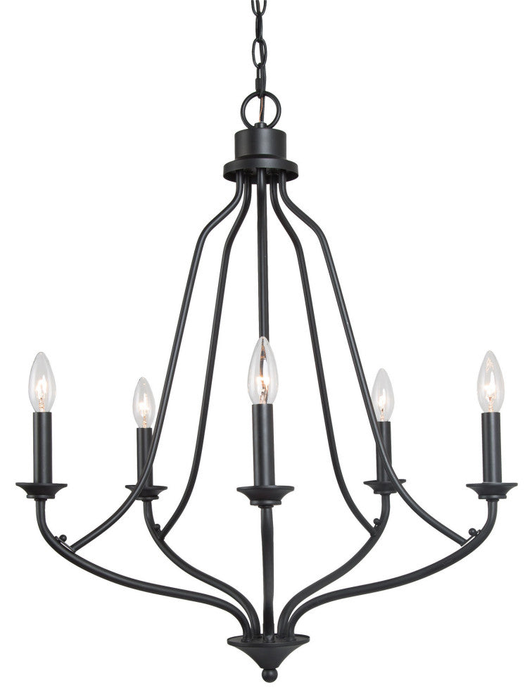Modern 5-Light Matte Black Traditional Chandelier for Foyer