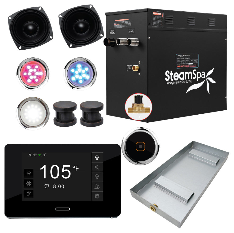 Black Series Wifi/Bluetooth 10.5kW QuickStart Steam Bath Set, Oil Rubbed Bronze