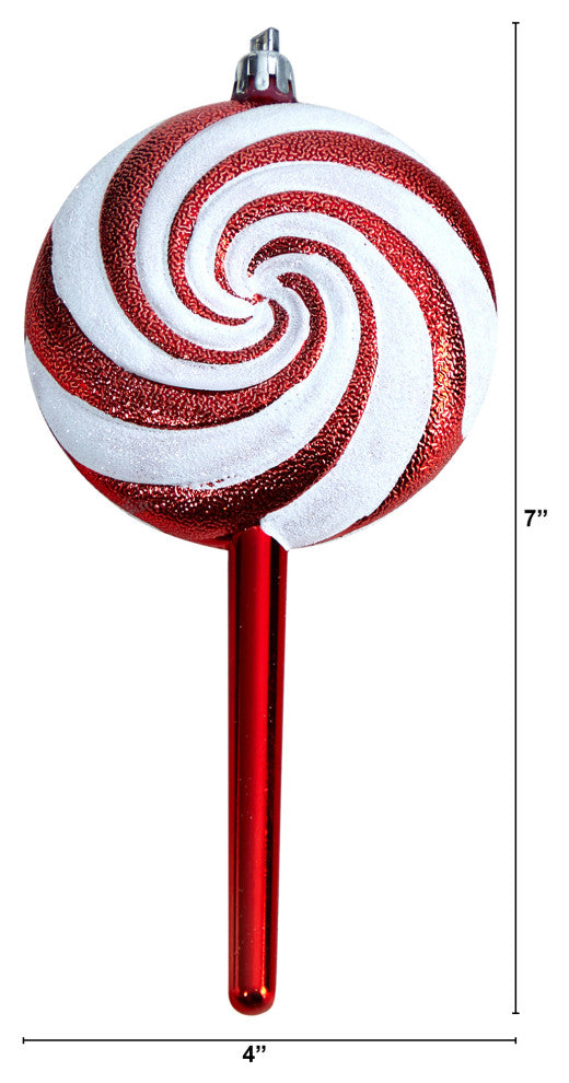 7" Candy Cane Lollipop Holiday Deluxe Christmas Shatterproof Ornament Set of 4
