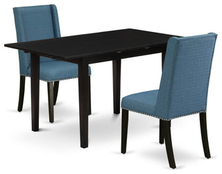 3-Pc Rectangle Set, Dining Chairs, Butterfly Leaf Table, Black