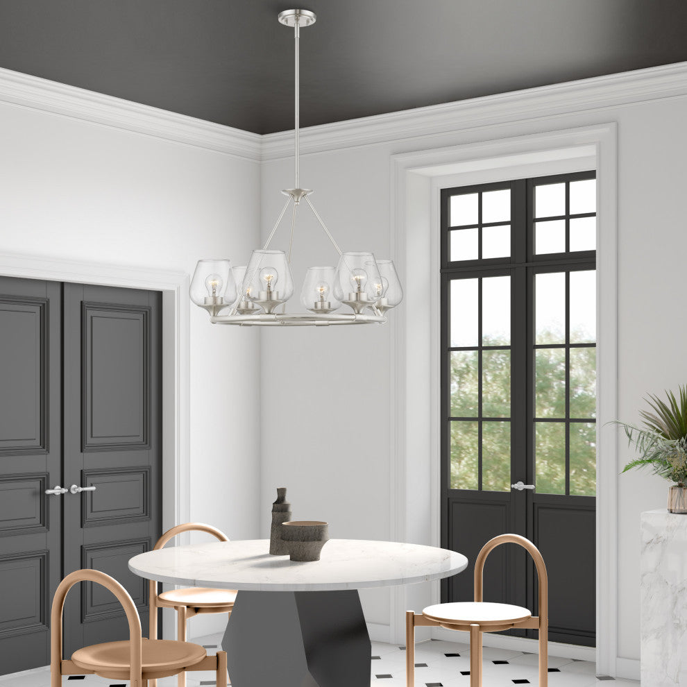 Willow 6 Light Brushed Nickel Chandelier